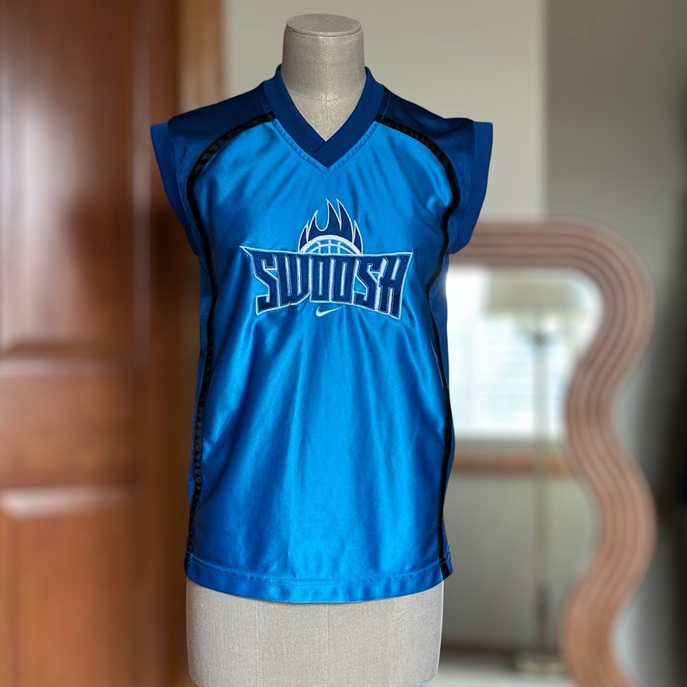 Retro Nike Unisex Blue Two-Tone “Swoosh” Embroidered Basketball Jersey